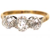 Early 20th Century 18ct Gold & Platinum, Three Stone Diamond Ring