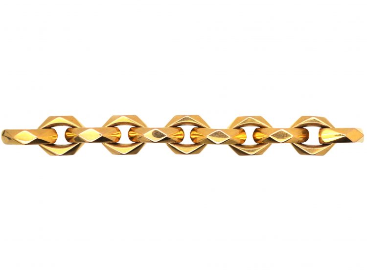1930s French 18ct Gold Faceted Bracelet