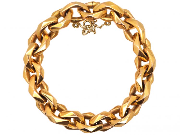 1930s French 18ct Gold Faceted Bracelet