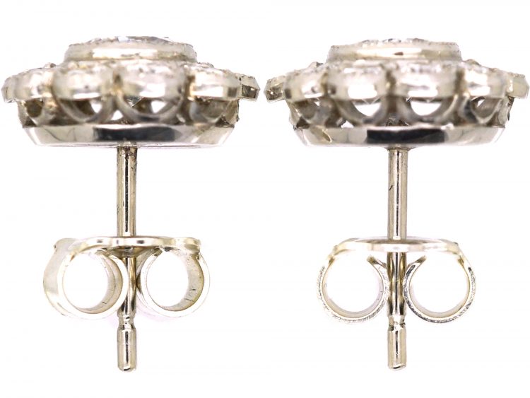 Platinum, Diamond Cluster Earrings