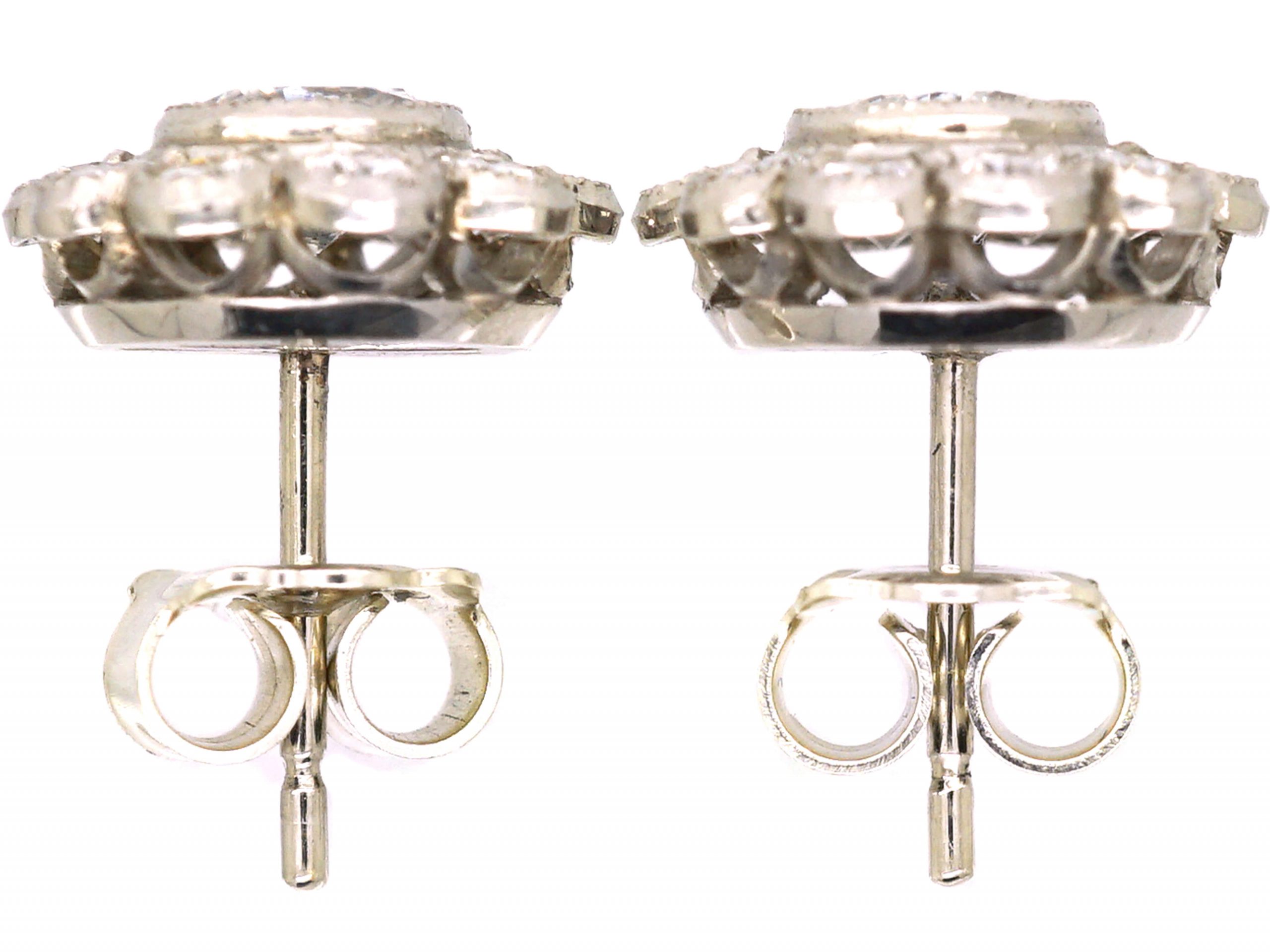 Platinum, Diamond Cluster Earrings (647W) | The Antique Jewellery Company