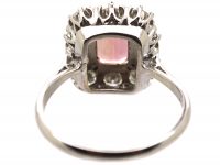 18ct White Gold Pink Tourmaline & Diamond Cluster Ring