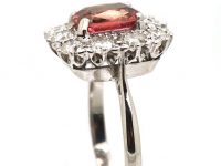 18ct White Gold Pink Tourmaline & Diamond Cluster Ring