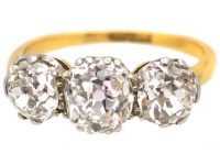 Early 20th Century 18ct Gold & Platinum, Three Stone Diamond Ring