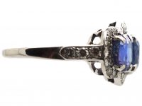 Early 20th Century 18ct White Gold Three Stone Sapphire & Diamond Ring