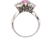 1950s 18ct White Gold Ballerina Ring set with a Pink Topaz & Diamonds