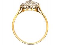 Edwardian 18ct Gold & Old Mine Cut Diamond Daisy Cluster Ring