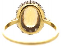 Mid 20th Century 18ct Gold, Topaz & Diamond Oval Cluster Ring