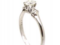 Edwardian Platinum Ring set with a Diamond with Diamond Set Shoulders