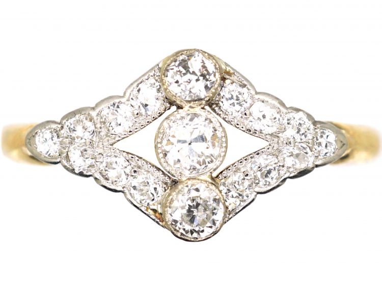 Early 20th Century 18ct Gold & Platinum Ring set with Diamonds