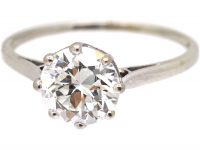 Early 20th Century Platinum Ring set with a 1.60 Carat Round Brilliant Cut Diamond