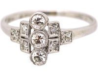 Early 20th Century 18ct White Gold Geometric Ring set with Diamonds
