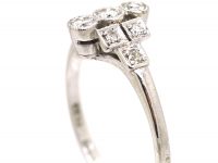 Early 20th Century 18ct White Gold Geometric Ring set with Diamonds