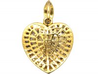 18ct Gold & Silver Heart Pendant Pave set with Diamonds