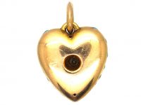 Victorian 15ct Gold Heart Shaped Pendant Pave set with Turquoise & a Diamond