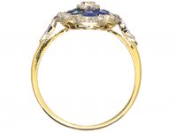 Early 20th Century 18ct Gold & Platinum, Sapphire & Diamond Oval Cluster Ring