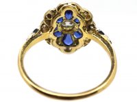 Early 20th Century 18ct Gold & Platinum, Sapphire & Diamond Oval Cluster Ring