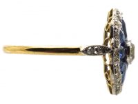 Early 20th Century 18ct Gold & Platinum, Sapphire & Diamond Oval Cluster Ring