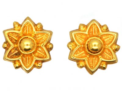 Victorian 9ct Gold Flower Earrings