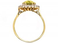 1950s 18ct Gold Large Chrysoberyl & Diamond Oval Cluster Ring