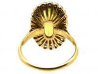 1950s 18ct Gold Large Chrysoberyl & Diamond Oval Cluster Ring