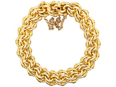 Edwardian 15ct Gold Detailed Curb Bracelet