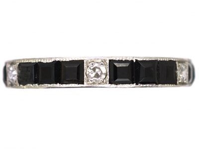 Early 20th Century Platinum Eternity Ring set with Onyx & Diamonds