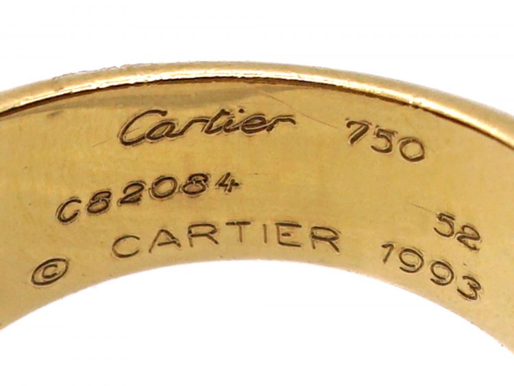 Vintage 18ct Yellow Gold Two Row Band Ring Set with Diamonds by Cartier