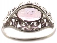 Edwardian Platinum, Pink Topaz & Diamond Bombe Ring