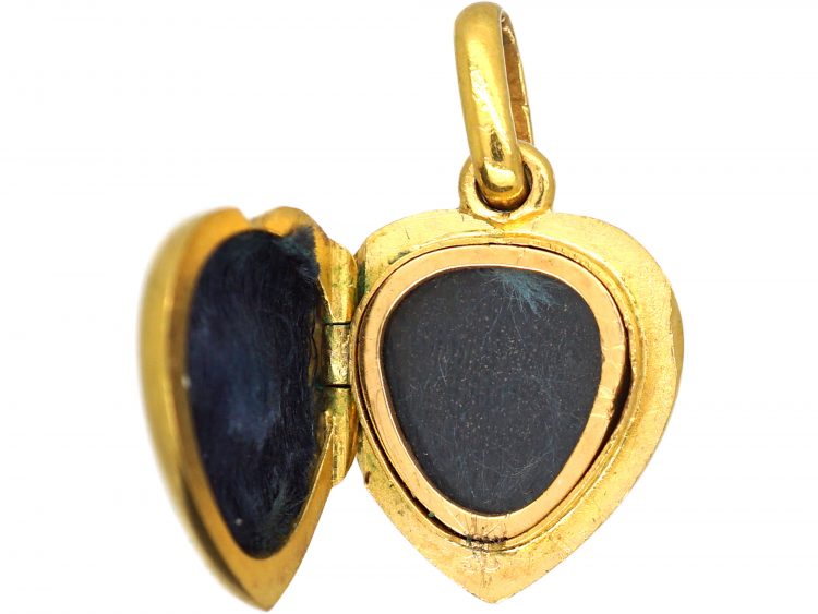 Edwardian 18ct Gold Heart Shaped Locket set with a Diamond