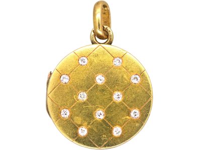 Early 20th Century 14ct Gold Round Locket set with Diamonds