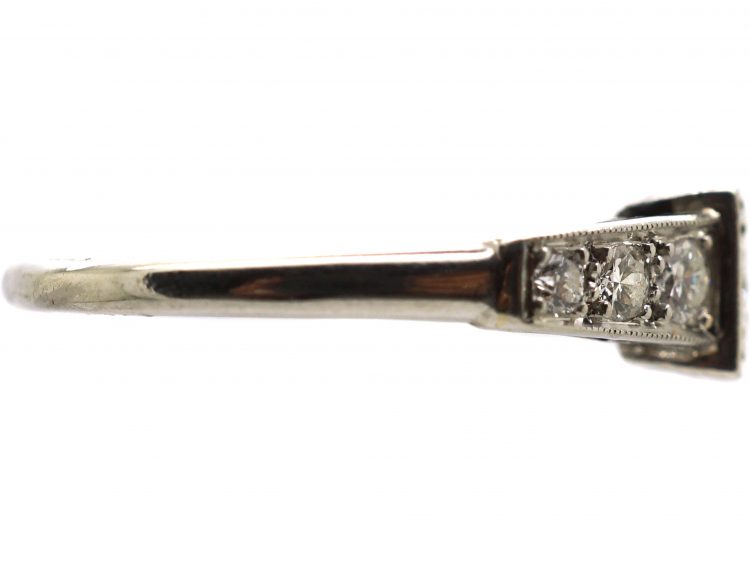 Early 20th Century Platinum Solitaire Diamond Ring with Diamond Set Shoulders