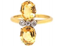 Edwardian 18ct Gold Ring set with Topaz & Diamonds