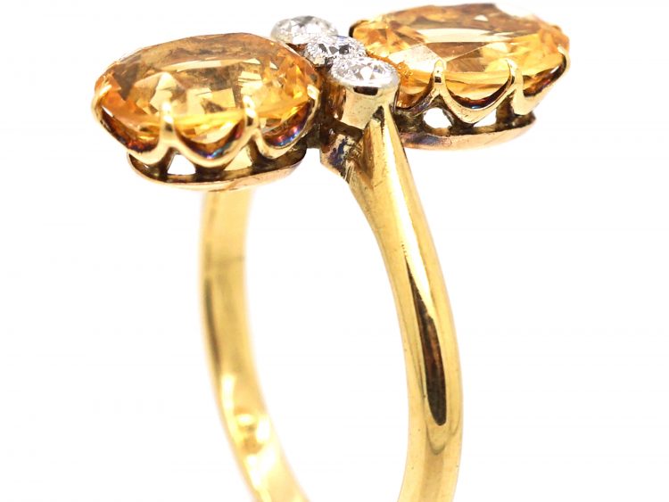 Edwardian 18ct Gold Ring set with Topaz & Diamonds