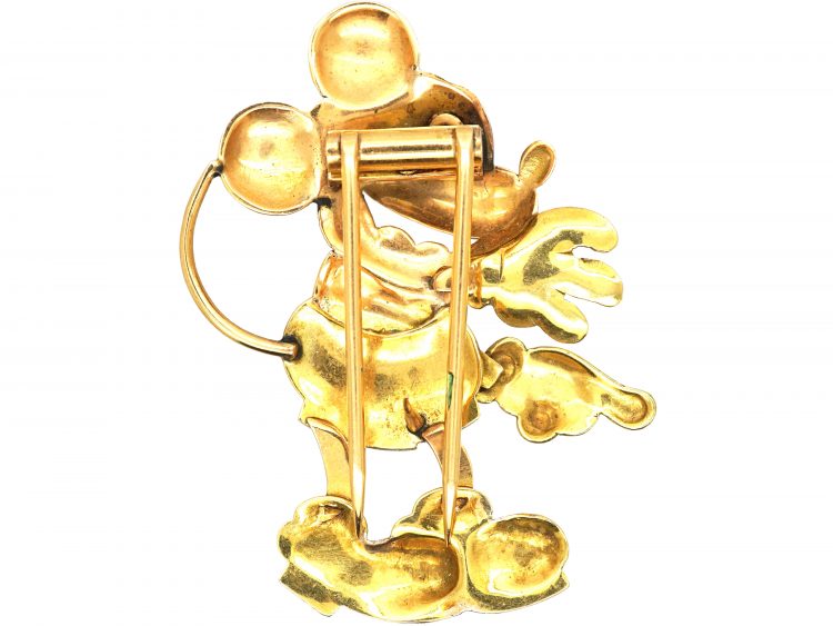 Mid 20th Century 15ct Gold Mickey Mouse Brooch