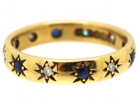 Retro 18ct Gold Ring set with Alternate Sapphires & Diamonds