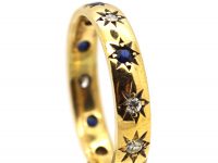 Retro 18ct Gold Ring set with Alternate Sapphires & Diamonds