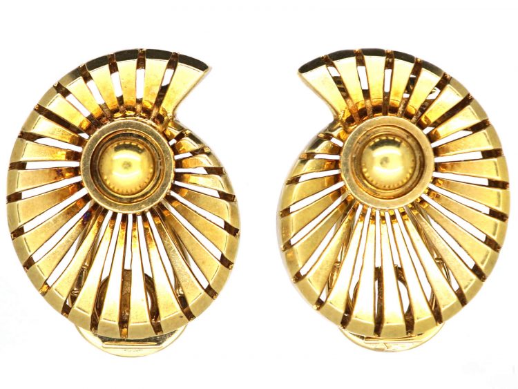 Retro 14ct Gold Shell Clip On Earrings