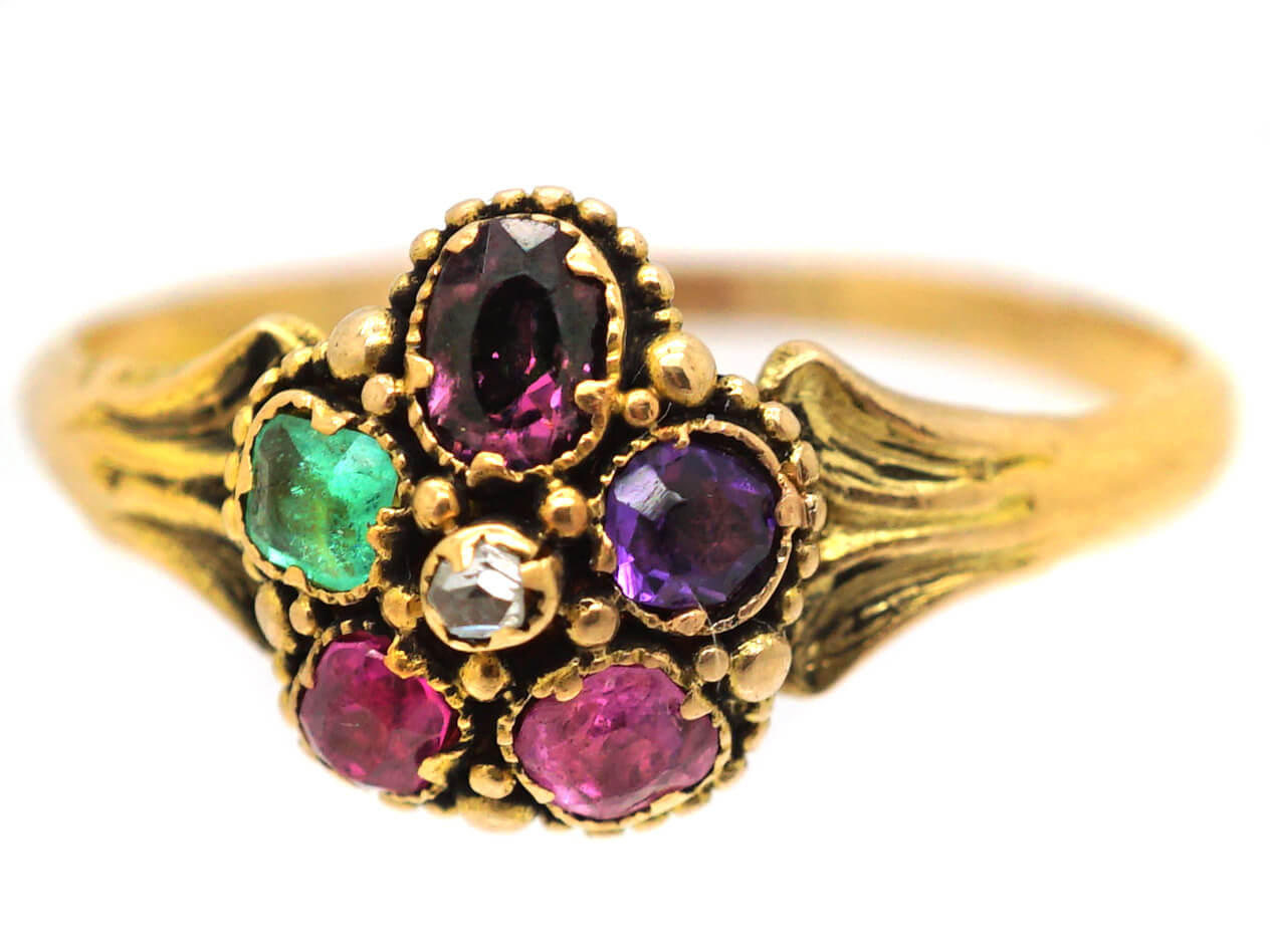 Regency Style Rings Regency 15ct Gold Regard Cluster Ring (221X) | The Antique Jewellery ...