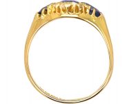 Victorian 18ct Gold, Three Stone Sapphire & Diamond Ring