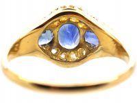 Victorian 18ct Gold, Three Stone Sapphire & Diamond Ring