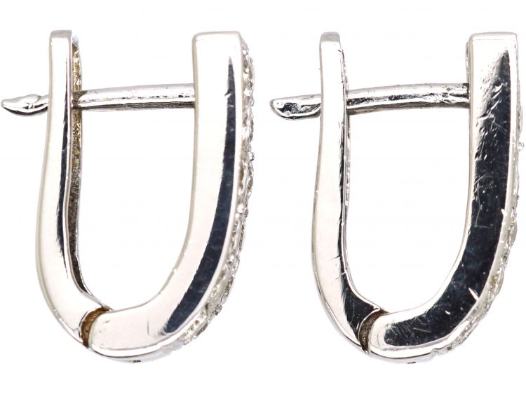 18ct White Gold Half Hoop Earrings set with Diamonds