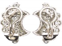 Retro 18ct White Gold Moon & Stars Earrings set with Diamonds