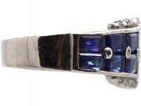 Art Deco Platinum & Iridium Buckle Ring set with Sapphires & Diamonds