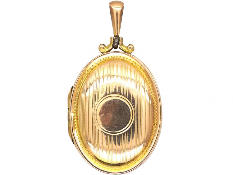 Edwardian 9ct Back & Front Oval Locket with Engine Turned Detail