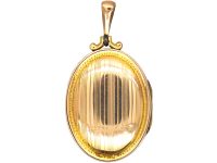 Edwardian 9ct Back & Front Oval Locket with Engine Turned Detail