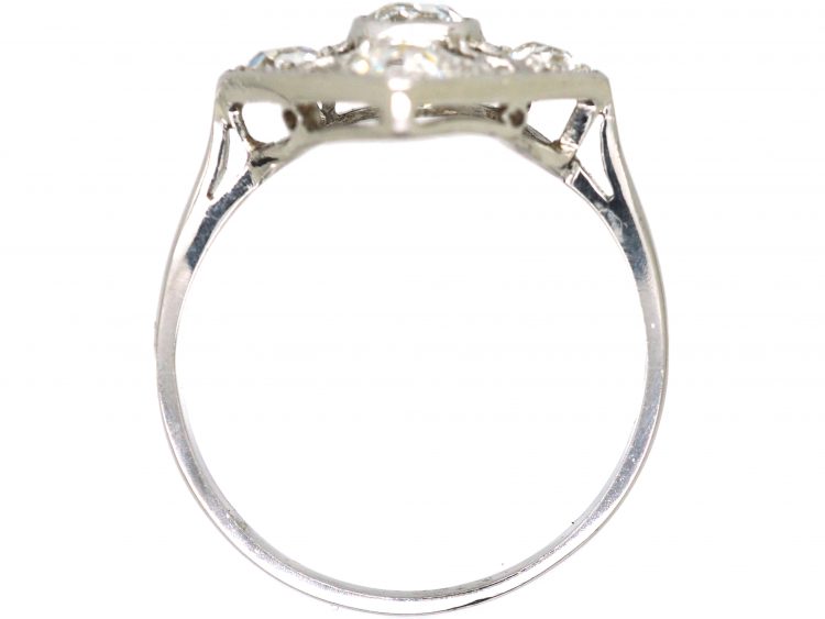 Early 20th Century 18ct White Gold, Diamond Shaped Ring set with Diamonds