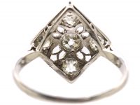 Early 20th Century 18ct White Gold, Diamond Shaped Ring set with Diamonds