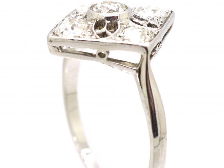 Early 20th Century 18ct White Gold, Diamond Shaped Ring set with Diamonds