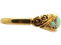 Victorian 18ct Gold, Three Stone Opal & Diamond Ring